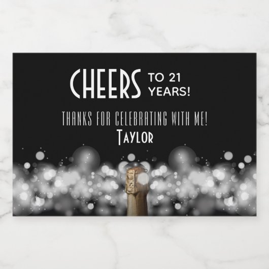 Mousserende wijn op Black Party Favor Mini Sparkling Wijnetiket (Enkel label)