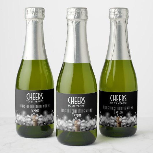 Mousserende Wijn op Zwart Mini Mousserende Wijn La Sparkling Wijnetiket (Flessen)