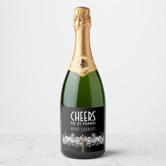 Mousserende wijn op zwart sparkling wijnetiket (Voorkant)