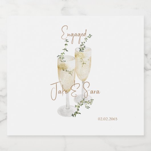 Mousserende wijnglazen verlovingsfeest gouden teks sparkling wijnetiket (Enkel label)