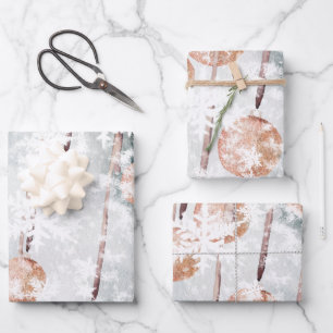 Mousserende zalm Roze Koel Ornament Snowflakes Inpakpapier Vel