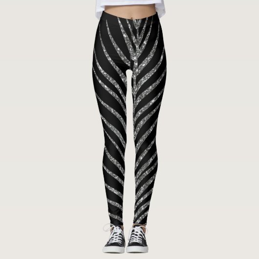 Mousserende zwarte glitter leggings (Voorkant)