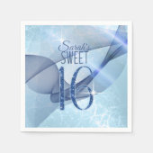 Mousserende Zwemmen zoet Zestien Blauw ID652 Servet (Voorkant)