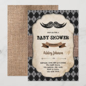 Moustache baby shower uitnodigingskaart kaart (Voorkant / Achterkant)