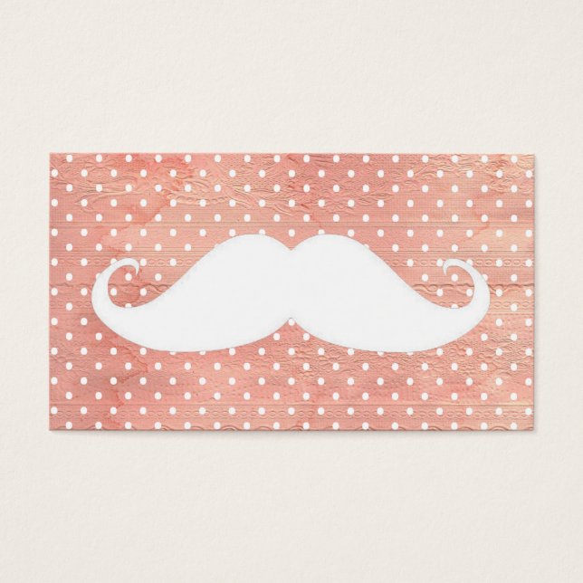Moustache blanche amusante sur Motif Pois rose (Devant)