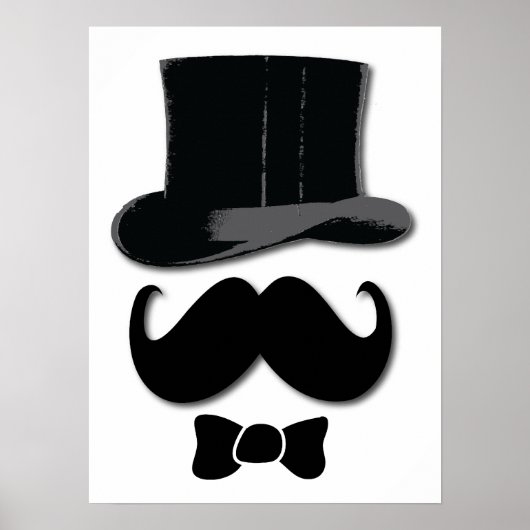 Moustache, chapeau supérieur et affiche de cravate (Devant)