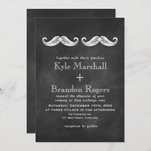 Moustache Faire-part de mariage (Devant / Derrière)