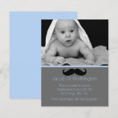 Moustache Faire-part de naissance bébé garçon (Devant / Derrière)