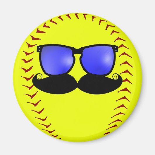 Moustache Fastpitch Softball Magnet (Devant)