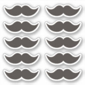 Moustache noire Ensemble de 10 autocollants (Devant)