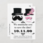 Moustache Sauvegarder La Carte Date (Devant / Derrière)