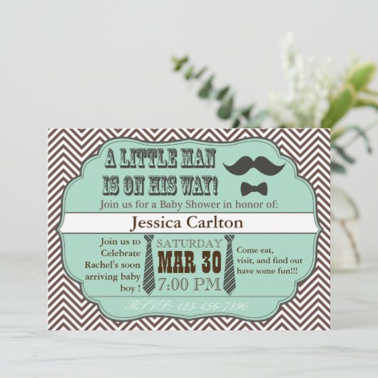 Moustache verte et Cravates Invitations de douches (Debout devant)