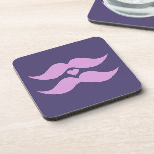 Moustaches roses dessous de verre personnalisés