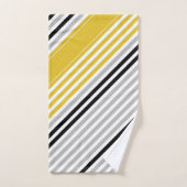 Moustard jaune, gris, noir, rayures blanches (Serviette à main)
