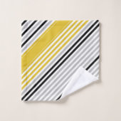 Moustard jaune, gris, noir, rayures blanches (Gant de toilette)