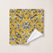Moutarde Jaune et Oiseaux de la Marine, Papillons  (Gant de toilette)