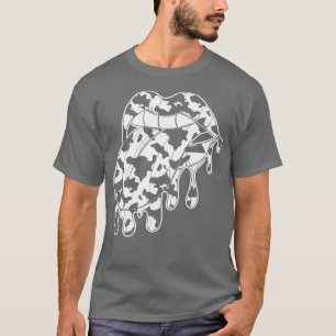 Mouth Koe Print Lips Animal Koe Patroon T-shirt