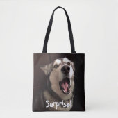 Mouth Open Alaskan Malamute Close-up foto Tote Bag (Voorkant)
