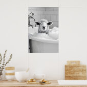 Mouton drôle dans une impression de baignoire mur  (Cuisine)