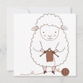Mouton Mignon qui Tricote de la Laine Marron Kaart