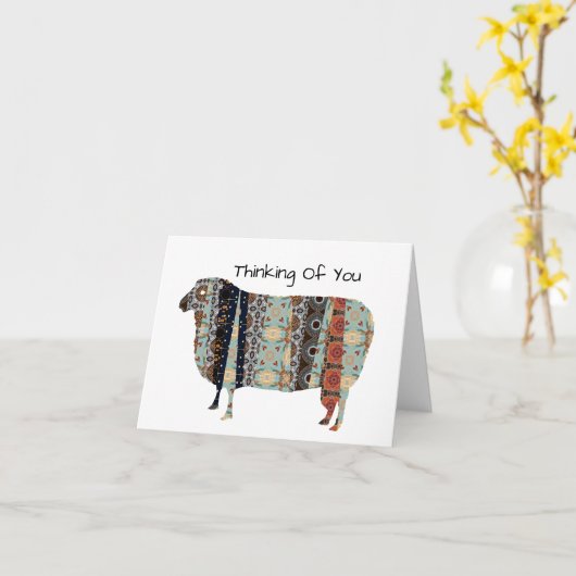 Mouton Penser De Vous Plier Carte De Voeux (Fleur jaune)
