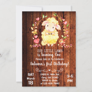 Mouton, petit agneau, invitation à l'anniversaire 