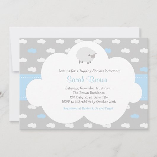 Moutons avec invitation nuageuse (bleu gris) (Devant)