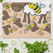 Moutons Coeurs Brown Bee Serviette à main de cuisi (Plié)