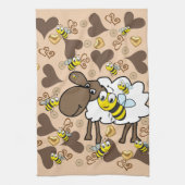 Moutons Coeurs Brown Bee Serviette à main de cuisi (Vertical)