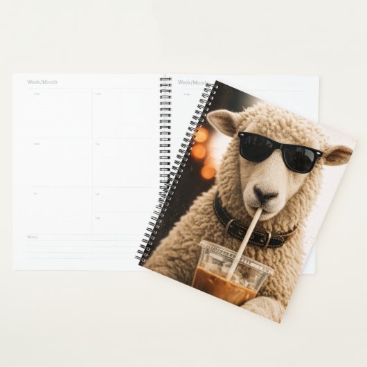 Moutons cools buvant du café glacé (Devant avec enveloppe)