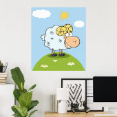 Moutons Drôle Sur Une Affiche De Colline