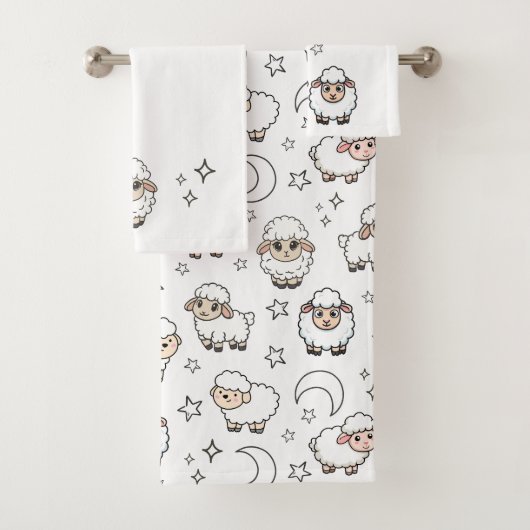 Moutons endormis mignons et Lune avec Étoiles (En situation)