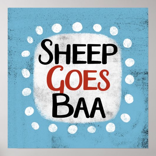 Moutons Goes Baa Poster Mur Art (Devant)