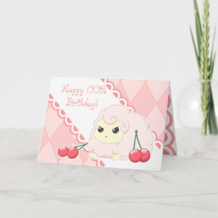 Moutons mignons de rose de kawaii avec la carte