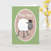 Moutons mignons, Mlle Ewe, carte de voeux (Fleur jaune)