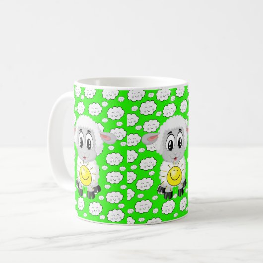 Moutons Nuages Soleil Vert Mug (Devant gauche)