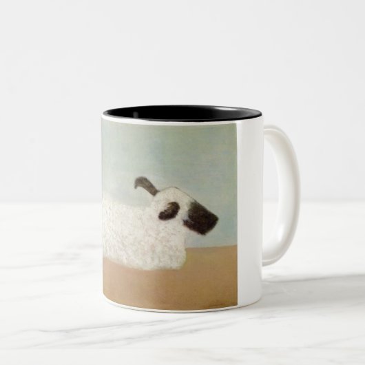 Moutons (par Milton Avery) Mug à café à deux tons (Devant droit)