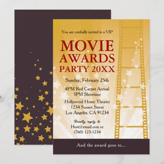 Movie Awards Party Invitation Kaart (Voorkant / Achterkant)