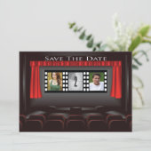 Movie-bioscoop de datum-aankondiging opslaan save the date (Staand voorkant)