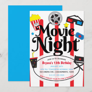 Movie Birthday Party Cinema Event Invitation Kaart