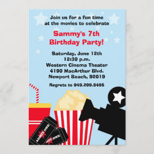 Movie Birthday Party Invitation Kaart