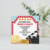 Movie Birthday Party Invitation Kaart (Staand voorkant)