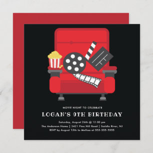 Movie Birthday Party Invitation Kaart