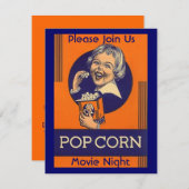 MOVIE EN POPCORN PARTIJ INVITATIE THEATER THEATER KAART (Voorkant / Achterkant)
