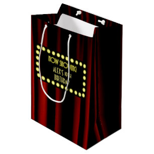 Movie Marquee Velvet Curtain Personalized Gift Bag Medium Cadeauzakje