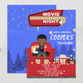 Movie Night 1 Birthday Invitation Kaart (Voorkant / Achterkant)