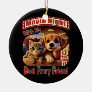 Movie Night - Beste Furry Vriend - Schattige Cat & Keramisch Ornament