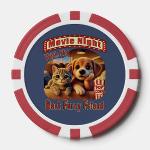 Movie Night - Beste Furry Vriend - Schattige Cat & Poker Chips
