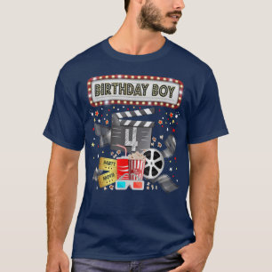 Movie Night Birthday Party Pajama Slumber Popcorn  T-shirt