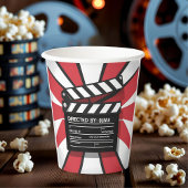Movie Night | Clapperboard & Red Stripes Papieren Bekers